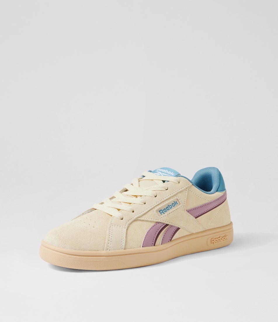 Court Retro W Beige Berry Blue Fabric Sneakers