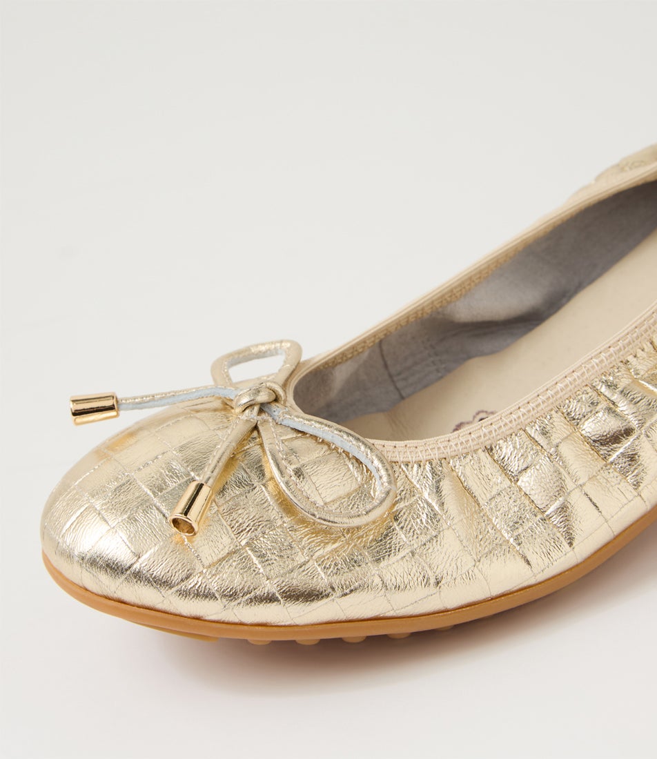 Bootsy Pale Gold Leather Ballet Flats