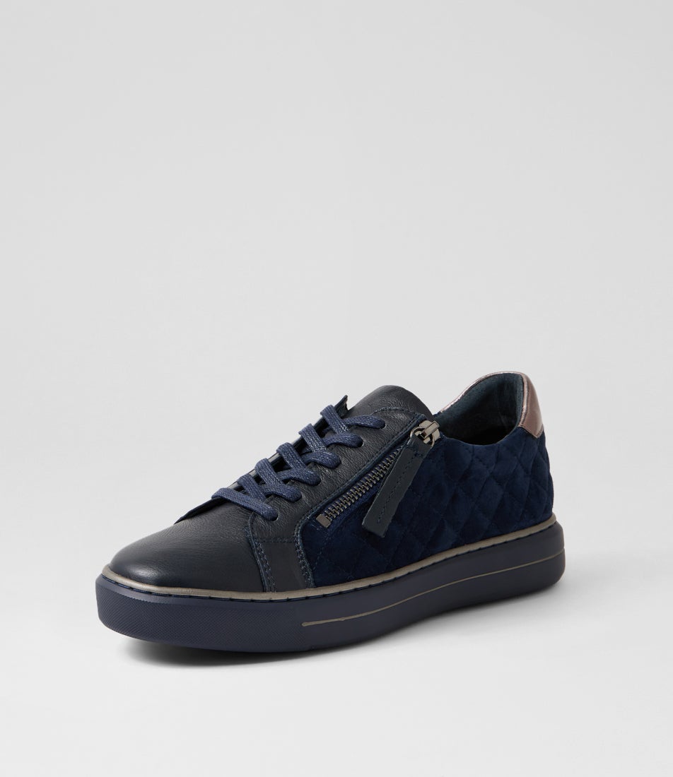 Kozie W Navy Leather Sneakers
