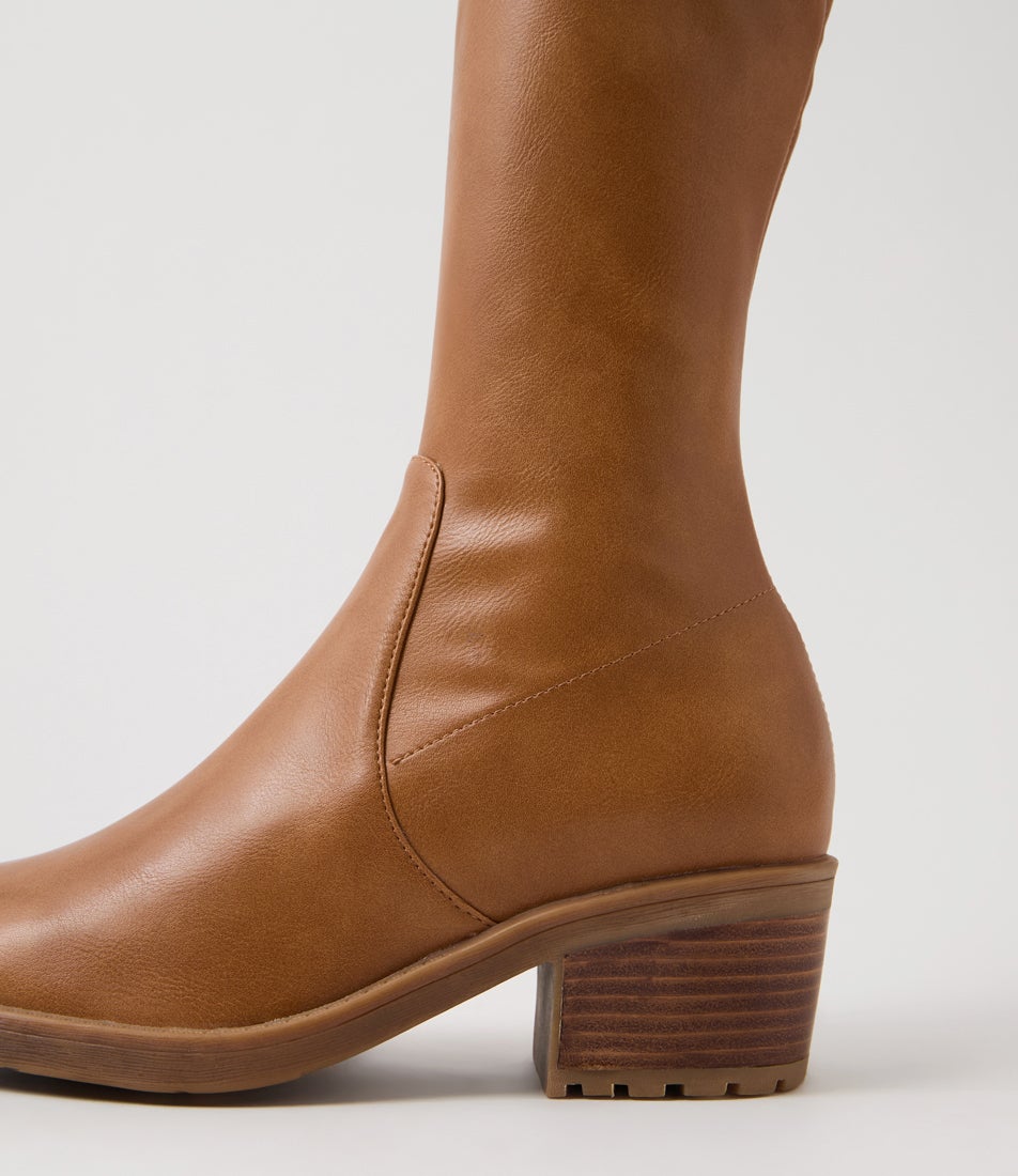 Langsat Tan Stretch Knee High Boots