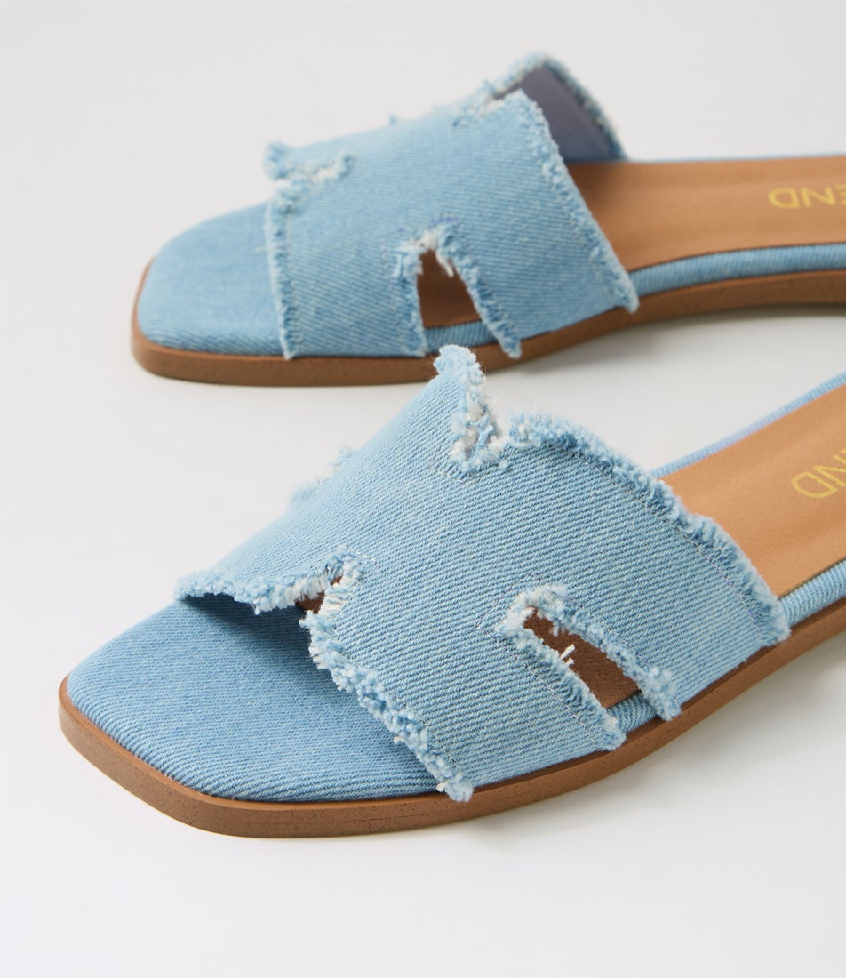 Lennox Light Denim Fabric Slides