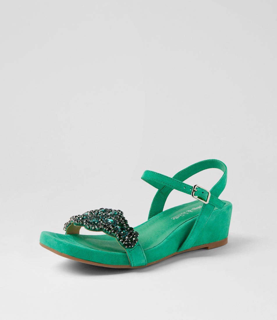 Wulter New Emerald Suede Jewels Sandals