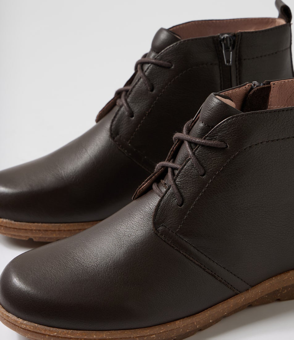Maylas Choc Leather Ankle Boots