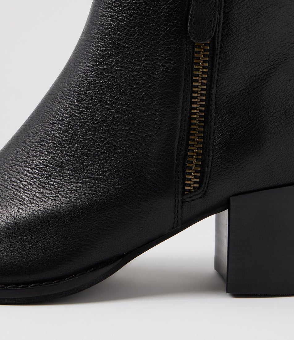Modds Black Leather Ankle Boots