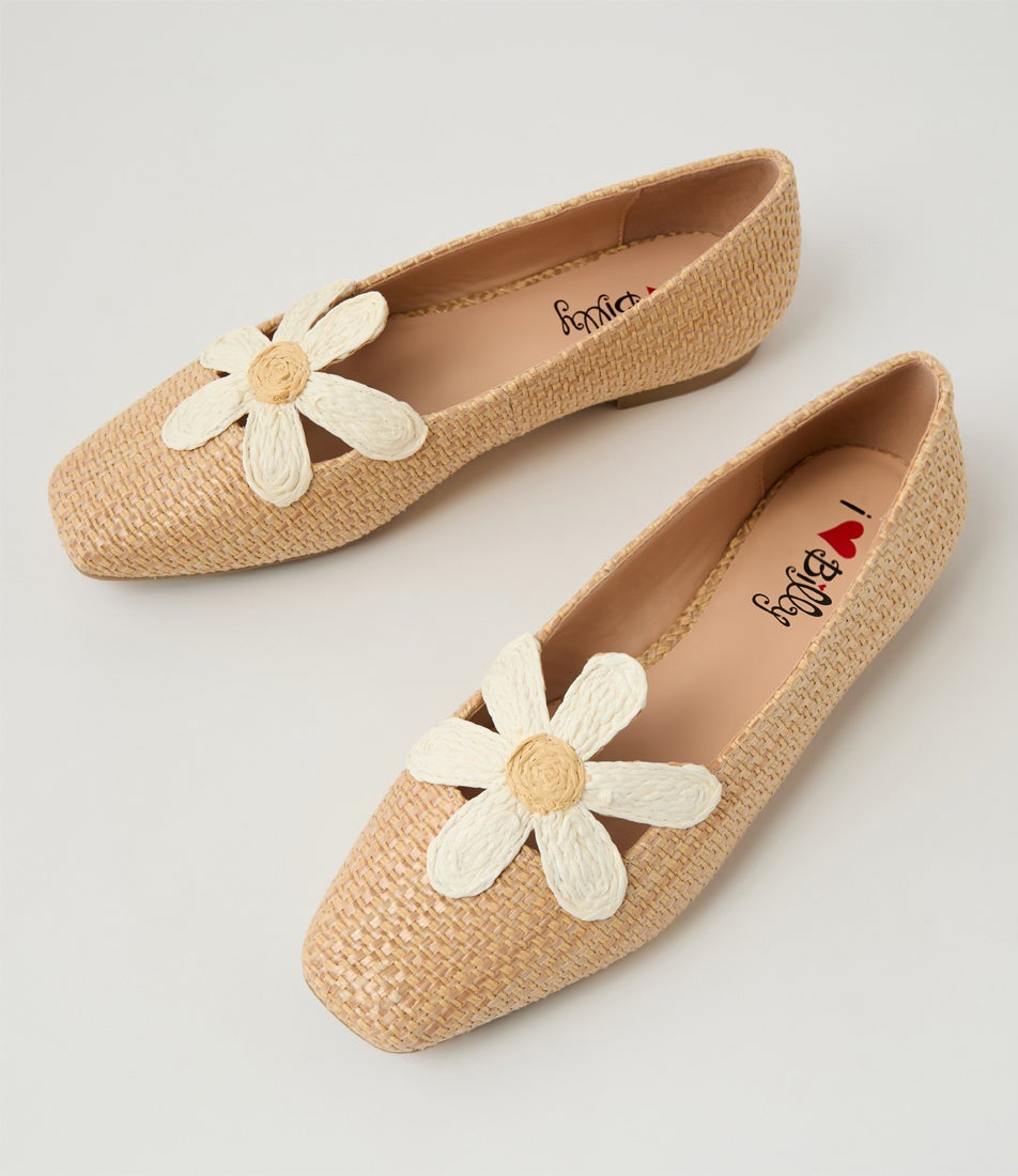 Daizzy Natural Synthetic Raffia Flat Shoes Daizzy Natural Synthetic Raffia Flat Shoes