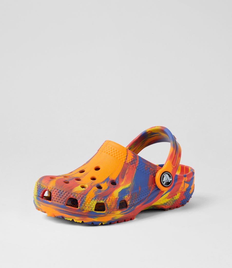 Classic Marbled Toddler Orange Zing Multi Croslite Sandals
