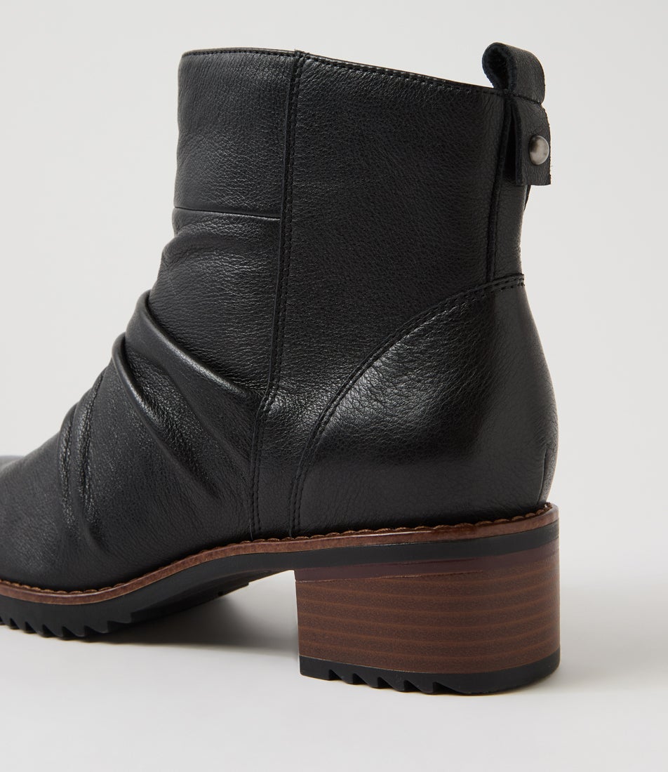 Gardin Black Leather Ankle Boots