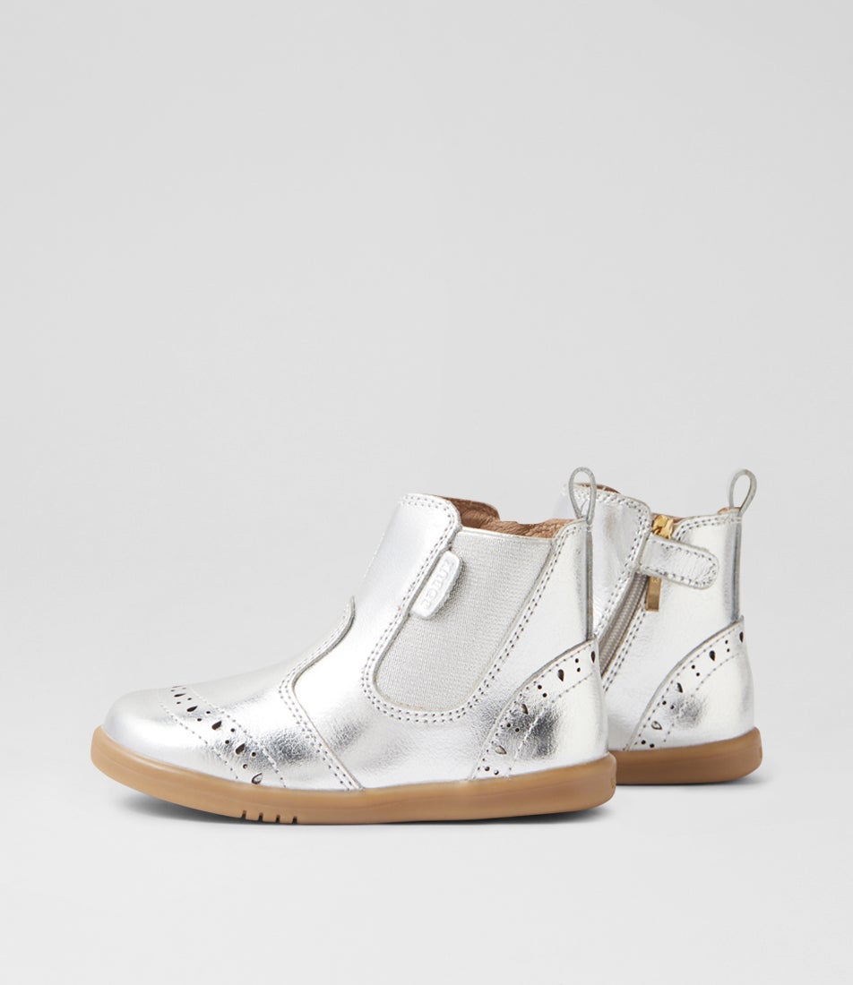 Iw Billie Toddler Silver Metallic Leather Ankle Boots