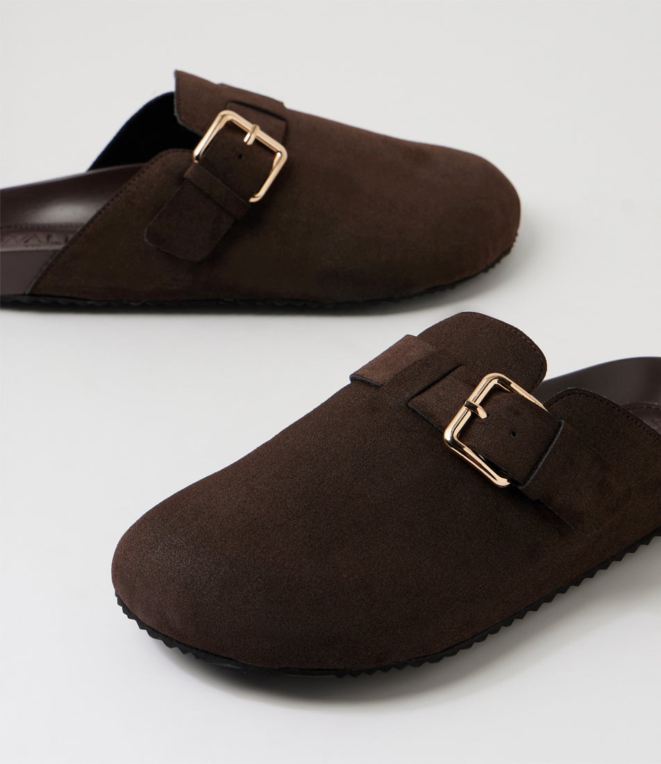 Princeton Bitter Chocolate Suede Mules