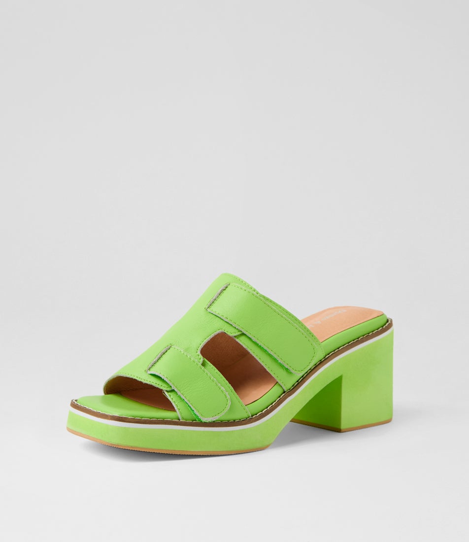 Jesses Light Lime Leather Sandals