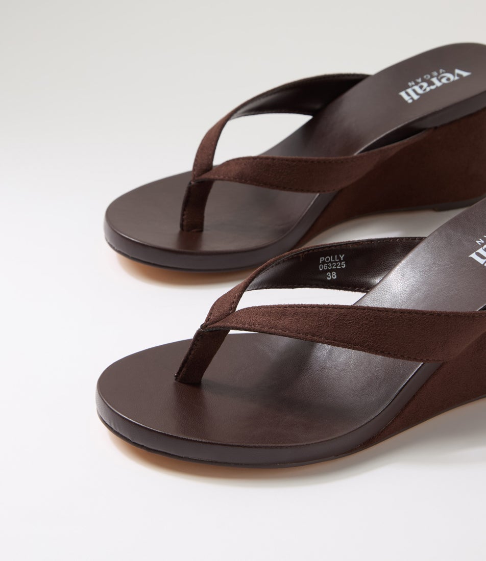 Polly Chocolate Brown Microsuede Sandals