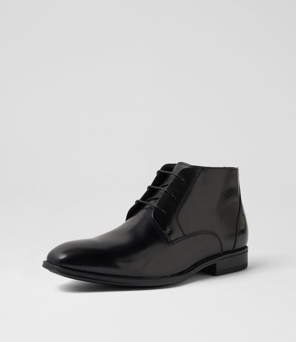 Invert Black Leather Lace Up Boots
