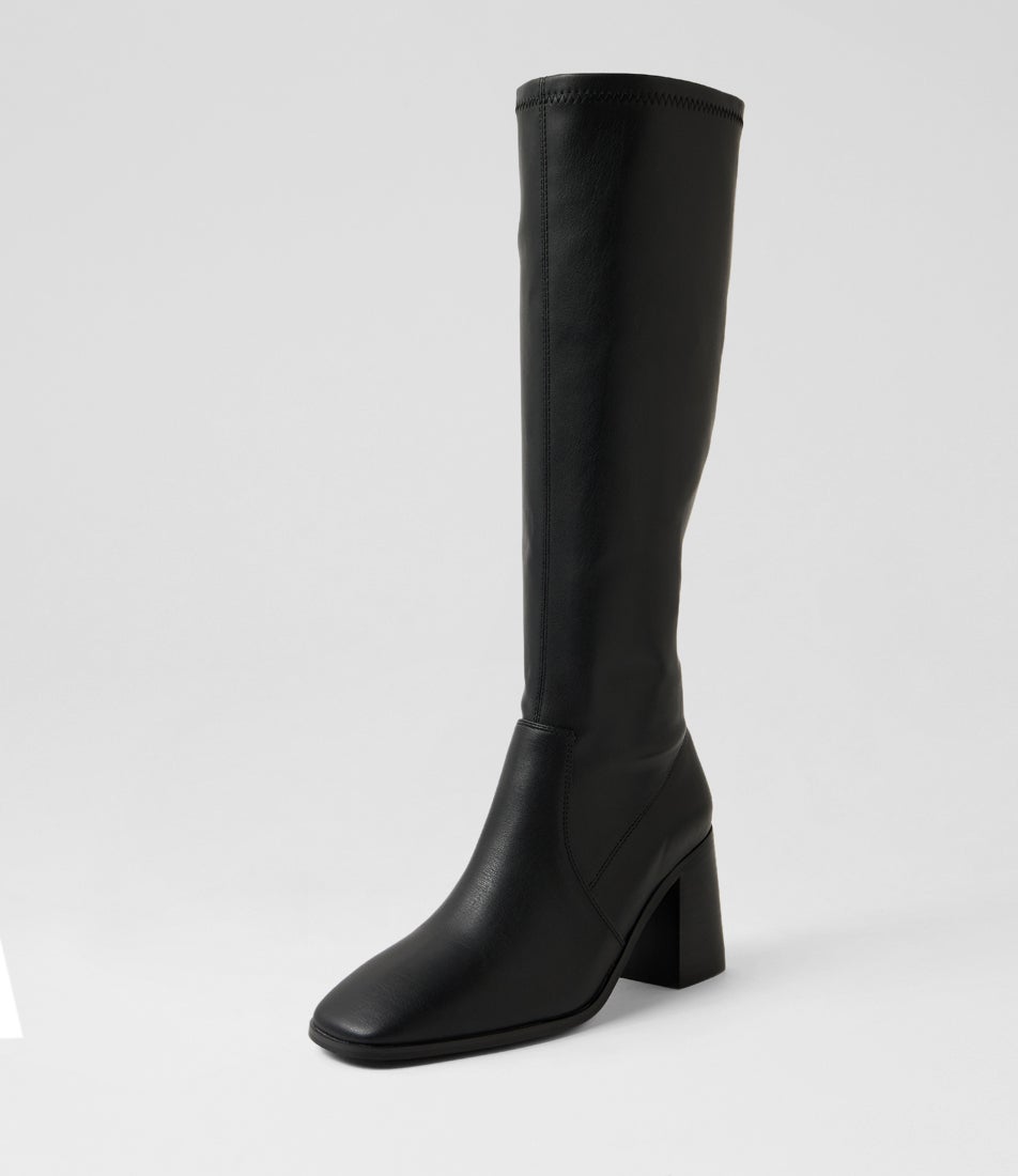 Liza Black Smooth Knee High Boots