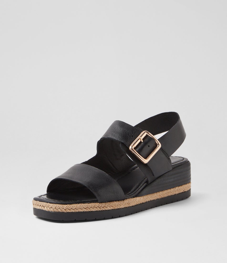 Issy Black Leather Sandals