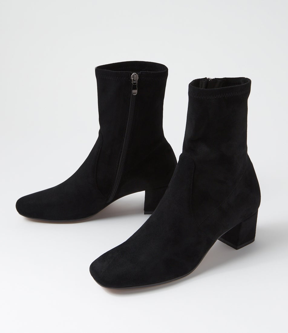 Hartful Black Stretch Microsuede Ankle Boots Hartful Black Stretch Microsuede Ankle Boots
