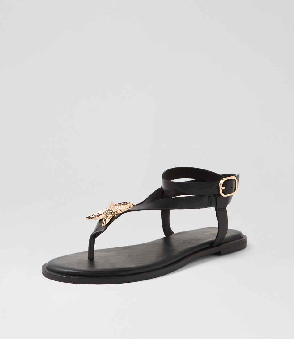 East Black Leather Thongs