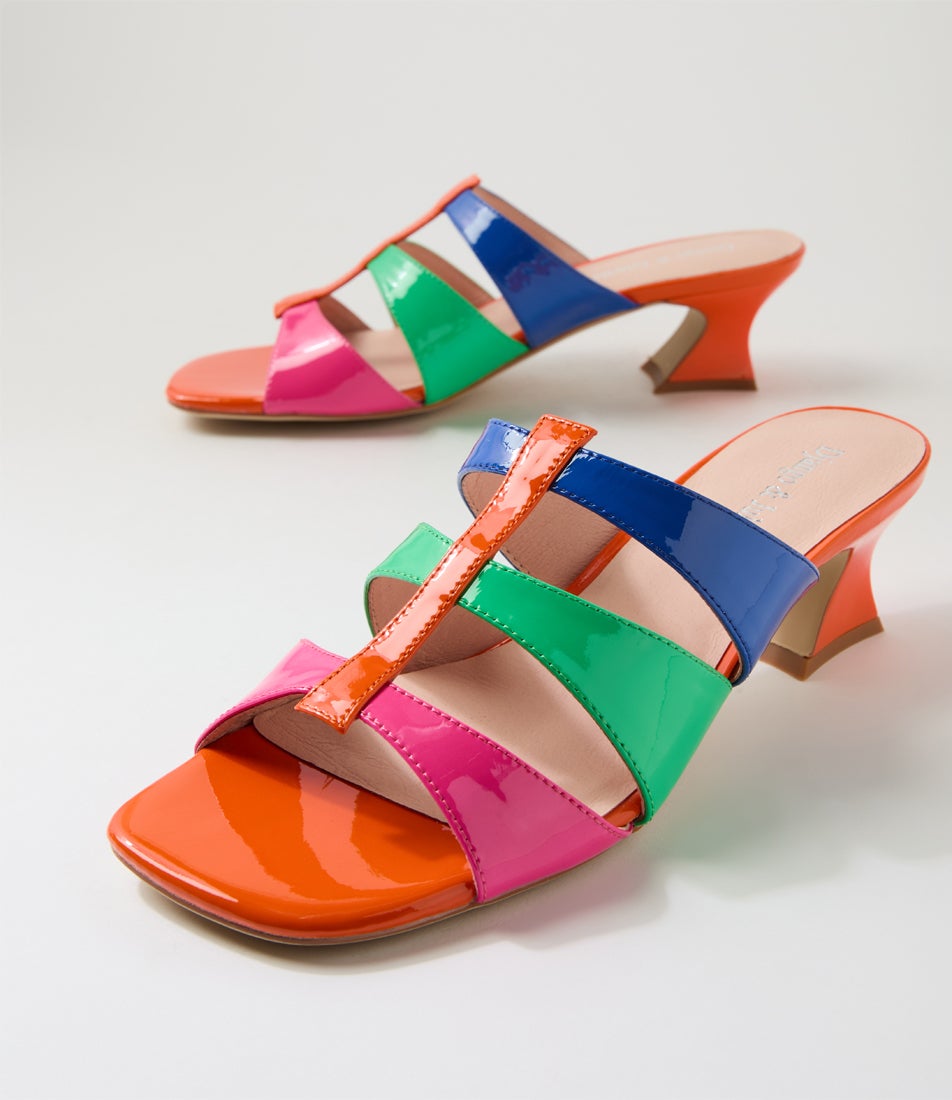 Welvet Hot Pink Multi Patent Leather Sandals