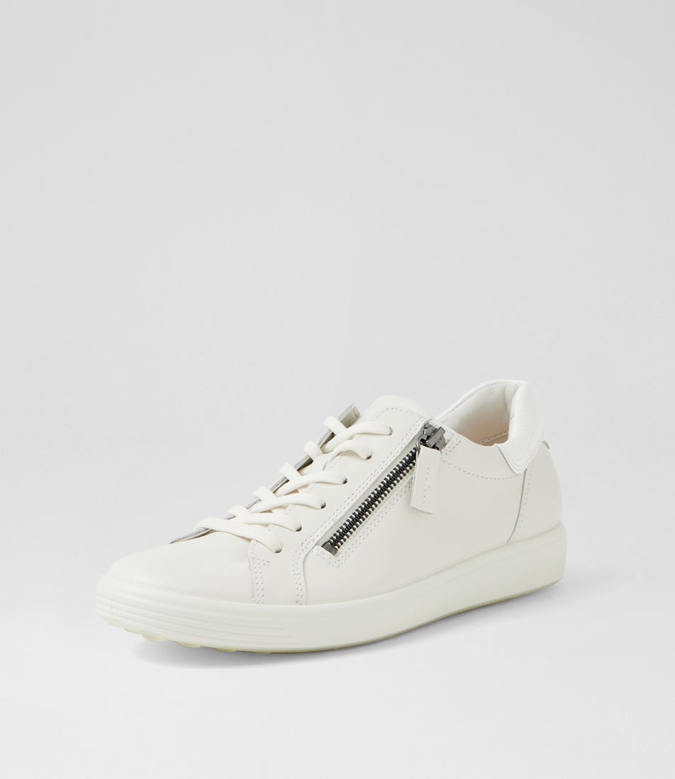 Soft 7 Zip W White Bright White Leather Sneakers