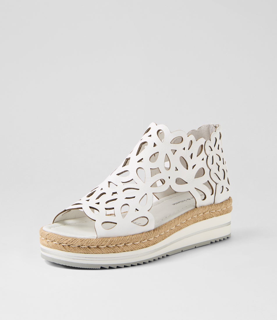 Adely White Leather Sandals