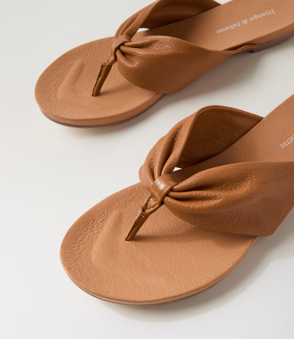 Joysy Dark Tan Leather Thongs