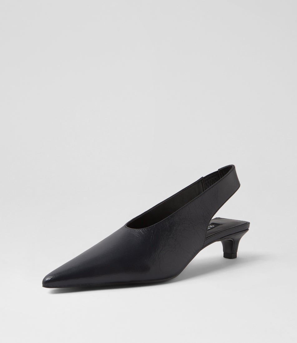 Hayden I Ebony Leather Heels