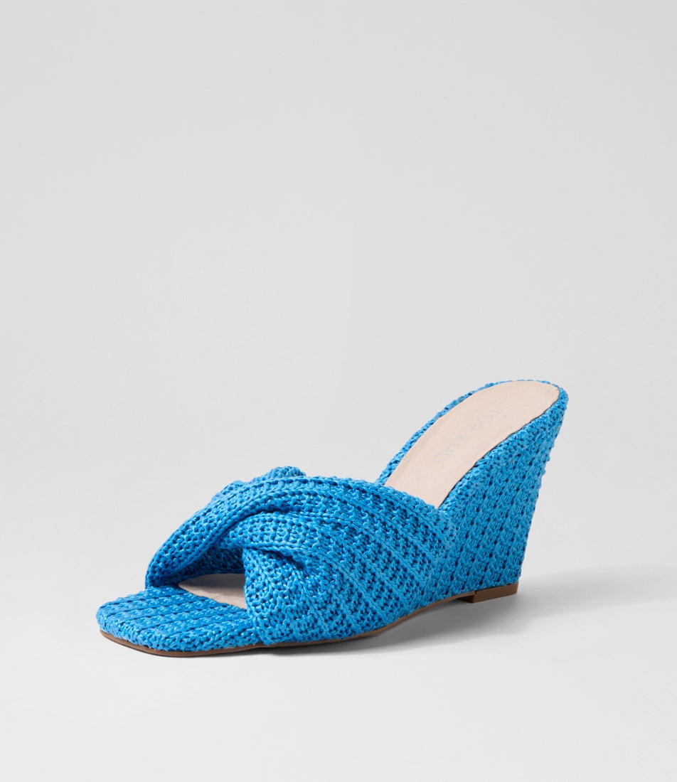 Katia New Blue Synthetic Raffia Sandals