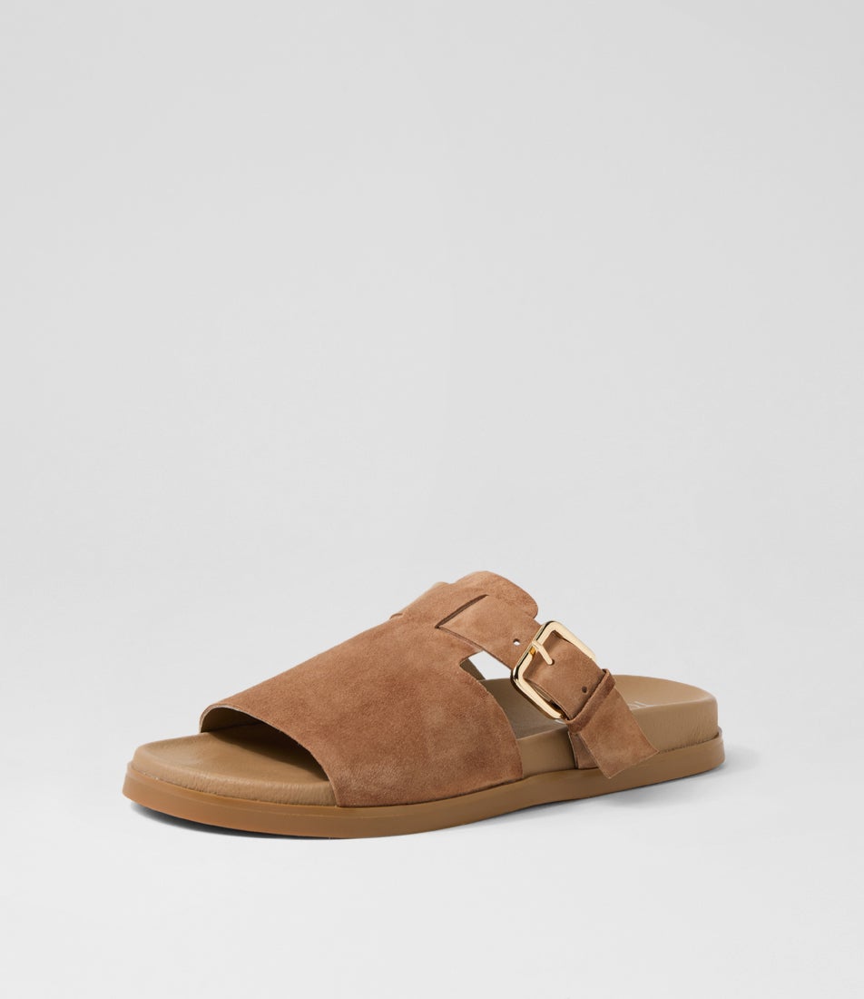 Raimo Light Choc Suede Slides