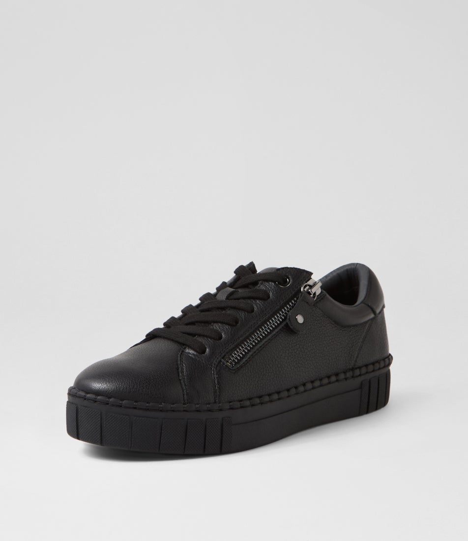Pagie Black Leather Sneakers