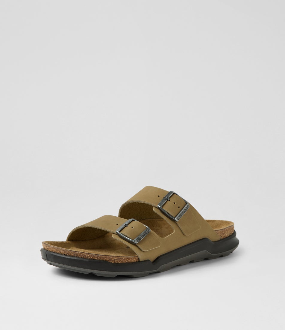 Arizona Cross Town Tabacco Brown Oiled Leather Slides