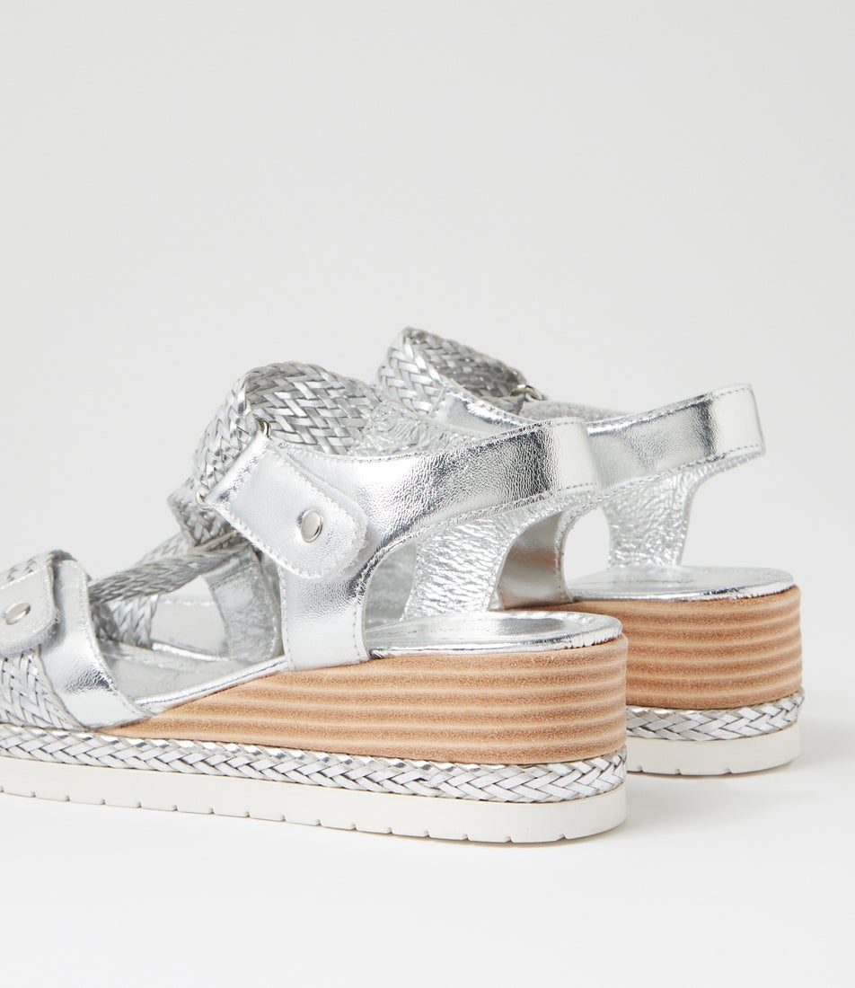 Idela Silver Weave Leather Sandals