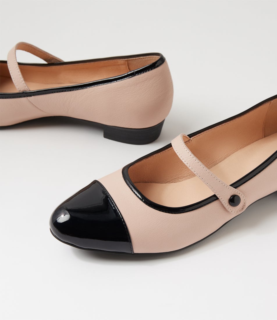 Ernst Black Nude Patent Leather Ballet Flats