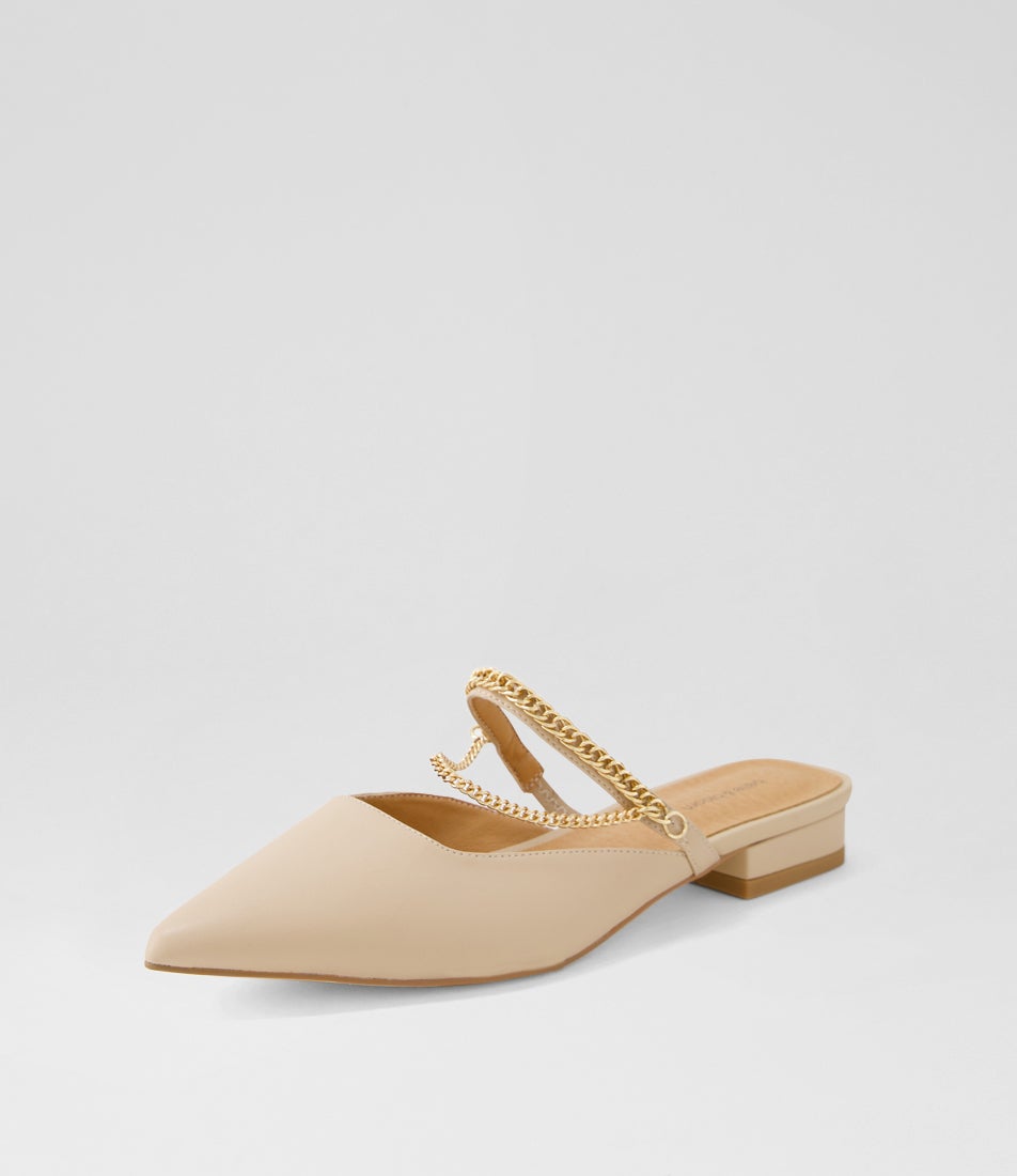 On The Go Flat Sand Leather Flat Shoes