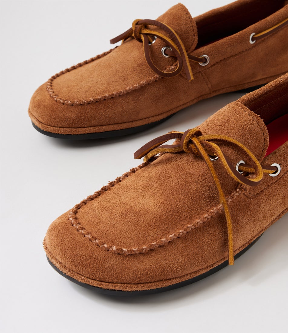 Right Nina Tan Suede Boat Shoes
