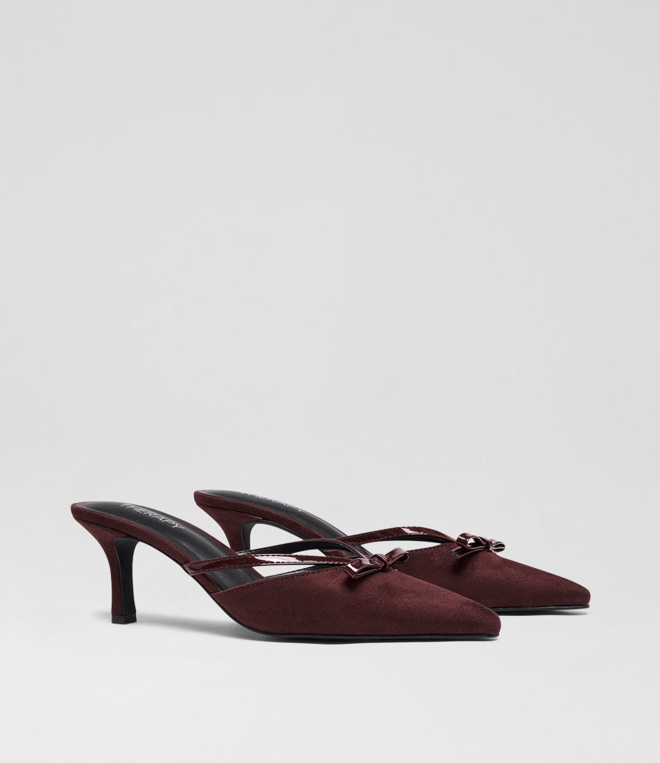 Jojo Bordeaux Microsuede Pump Heels