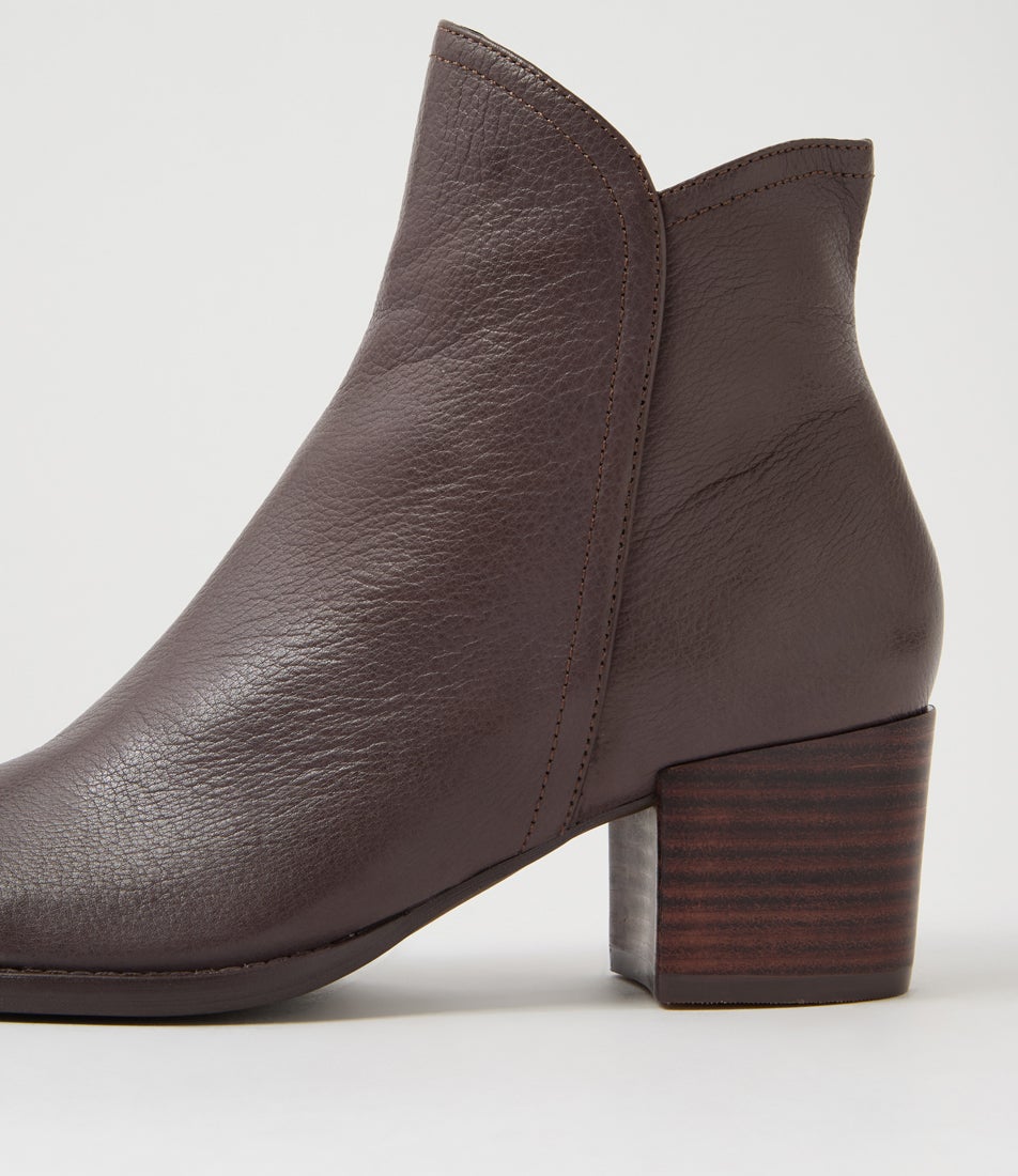 Mocker Dark Brown Leather Ankle Boots Mocker Dark Brown Leather Ankle Boots