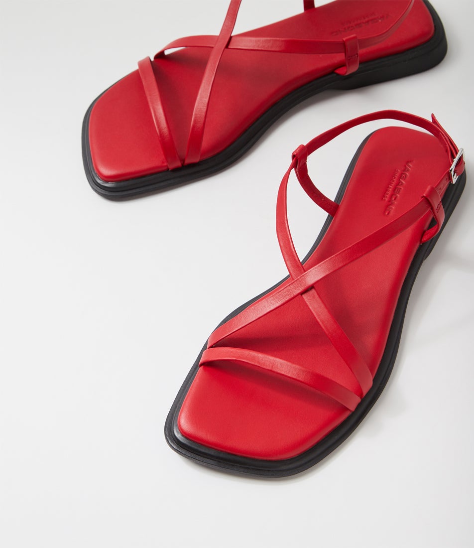 Izzy Bright Red Leather Sandals
