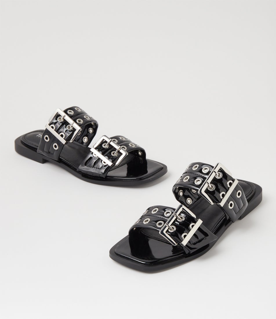 Ego Black Patent Pu Slides
