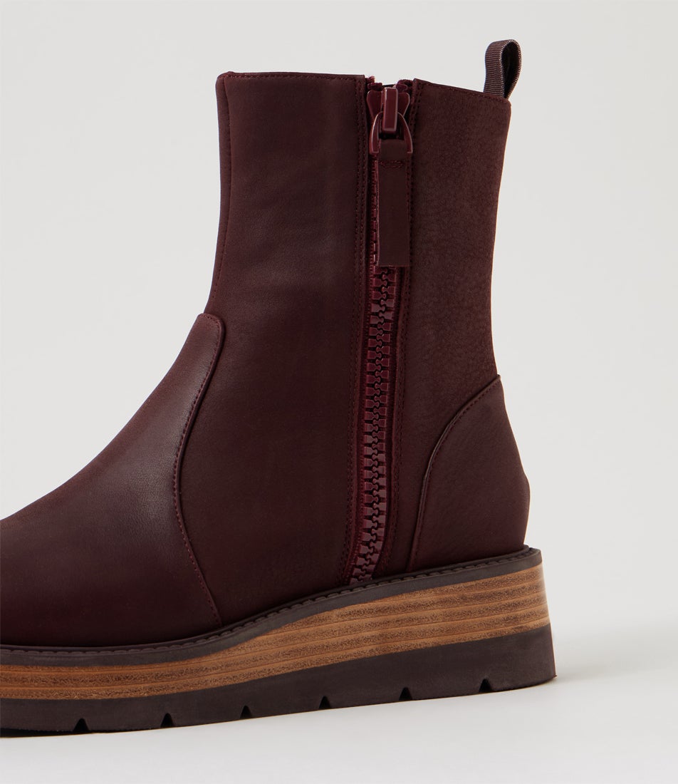 Thans Burgundy Natural Leather Ankle Boots
