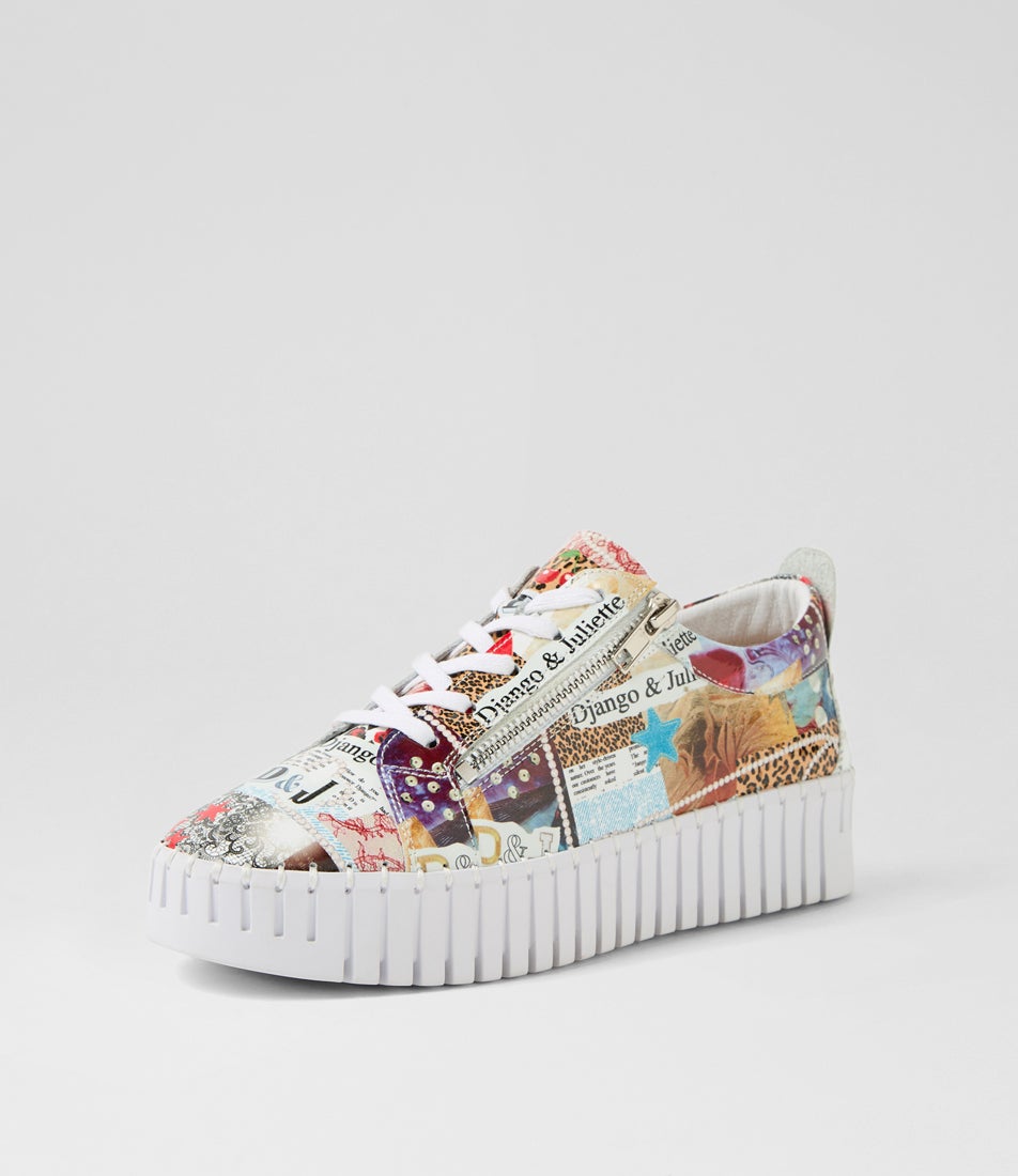 Bump Collage Print Patent Leather Sneakers