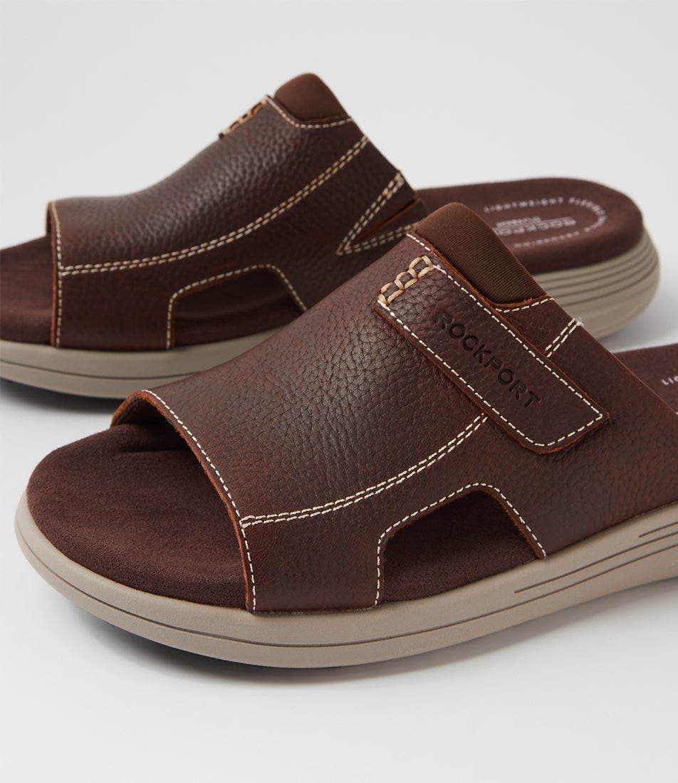 Hamper Brown Leather Slides