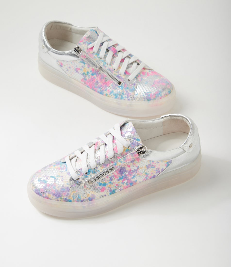 Noxxie Silver Pink Print Multi Sneakers