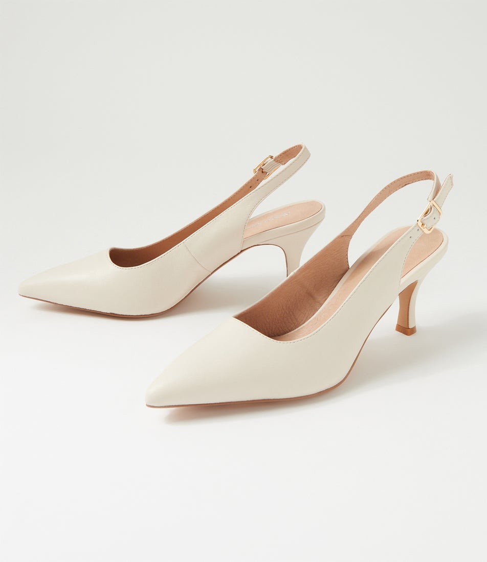 Tiyena Cream Leather Heels