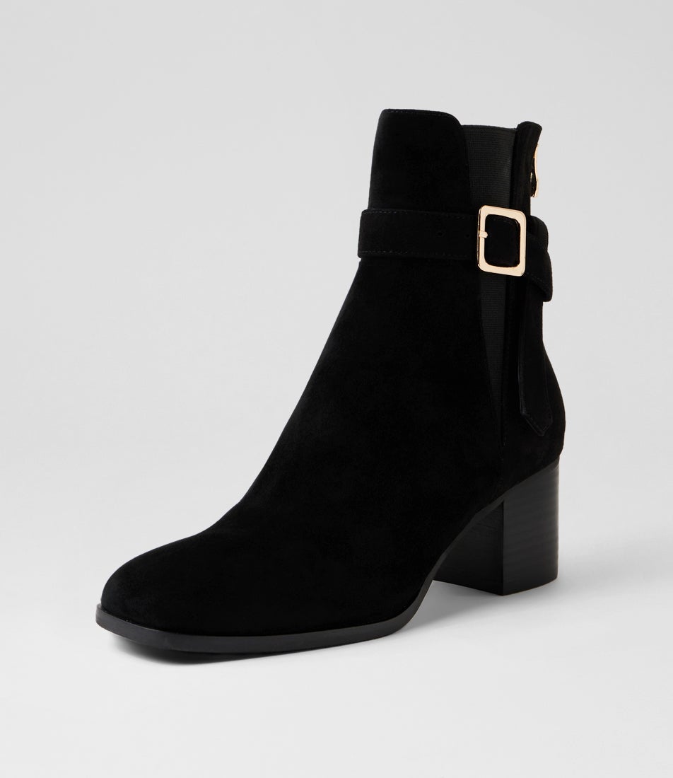 Ziffer Black Suede Ankle Boots
