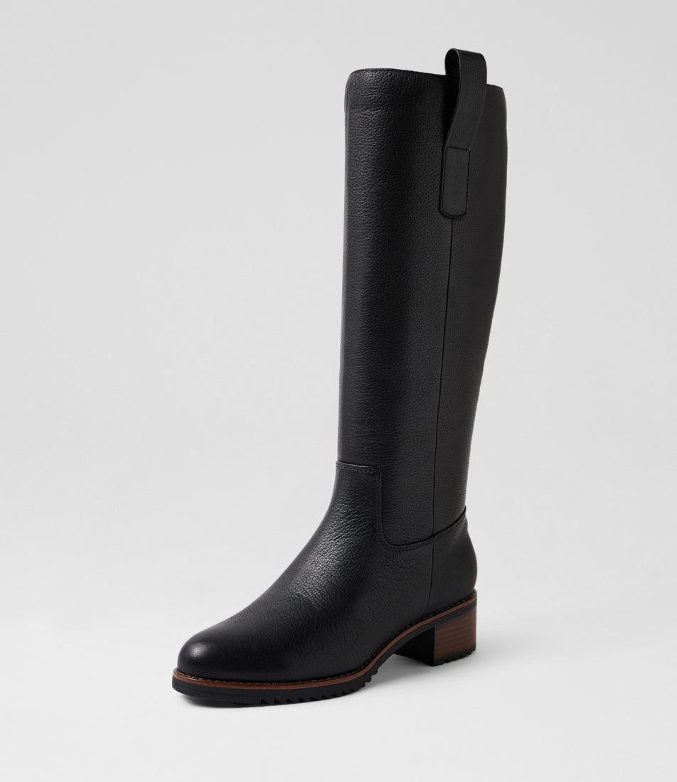 Genson Black Leather Knee High Boots Genson Black Leather Knee High Boots