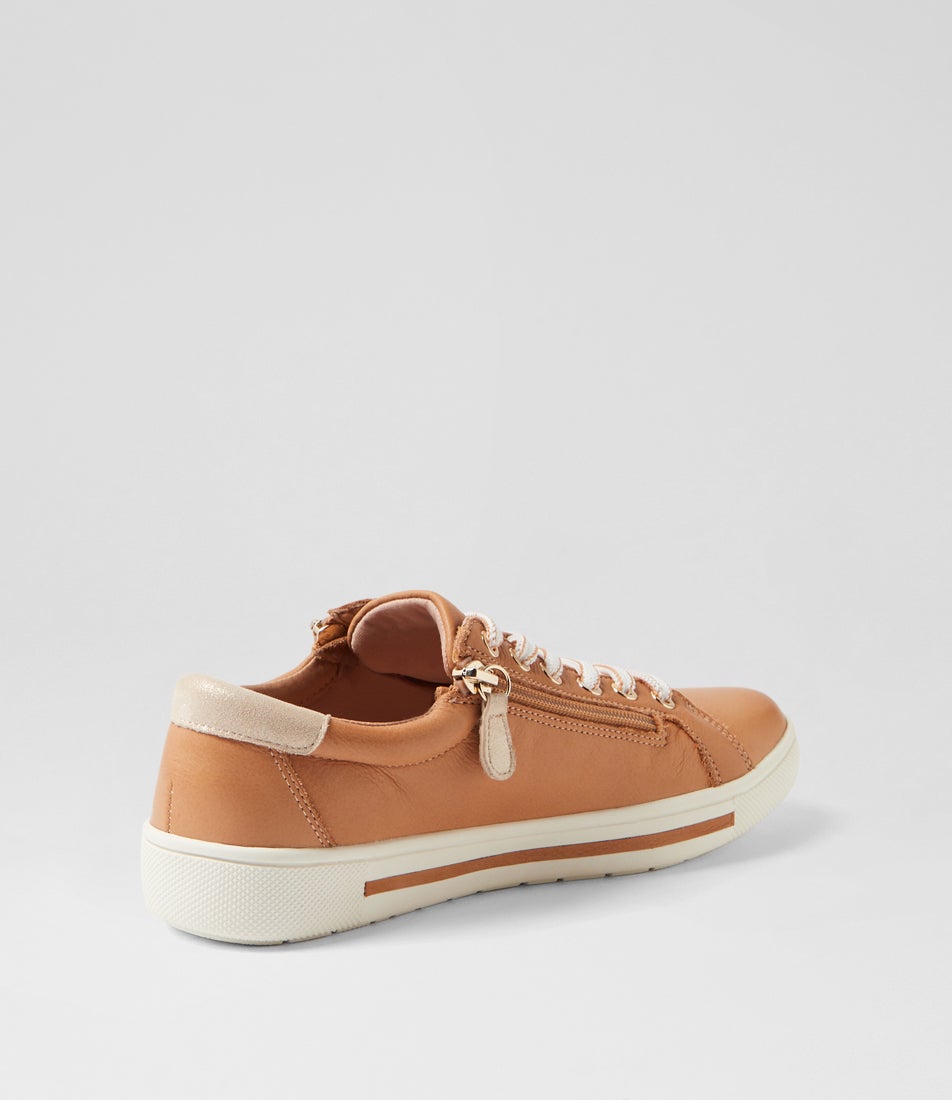 Emillio Tan Platinum Leather Suede Sneakers