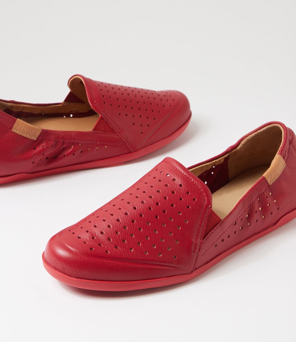 Liana W Dark Red Leather Loafers