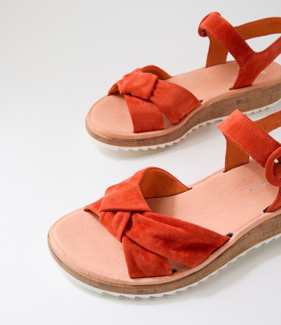 Ohiosy Orange White Suede Sandals