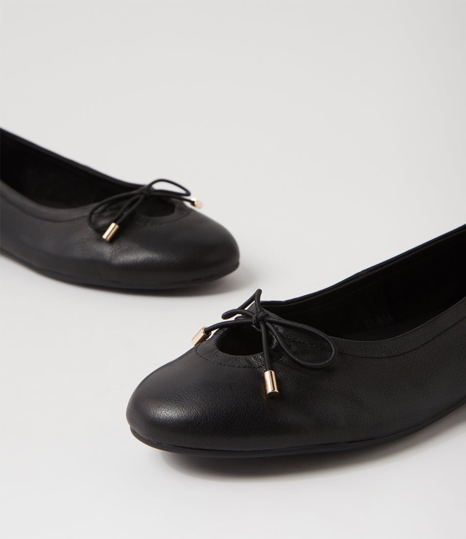 Belle Black Leather Ballet Flats