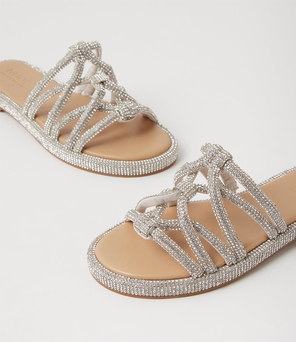 Sommer Silver Leather Slides