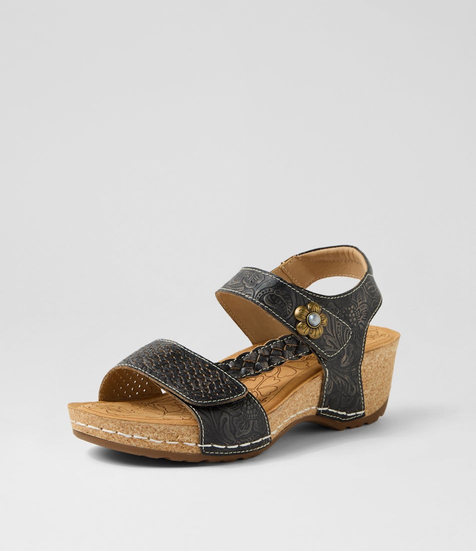 Jade Black Leather Sandals